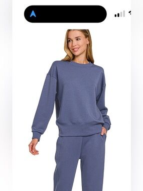 Zenana Outfitters dusty Blue scuba jogger set